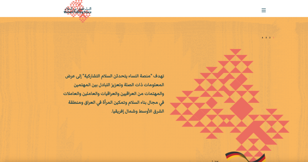 screenshot of website Women Talking Peace
